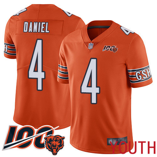 Chicago Bears Limited Orange Youth Chase Daniel Alternate Jersey NFL Football #4 100th Season->youth nfl jersey->Youth Jersey
